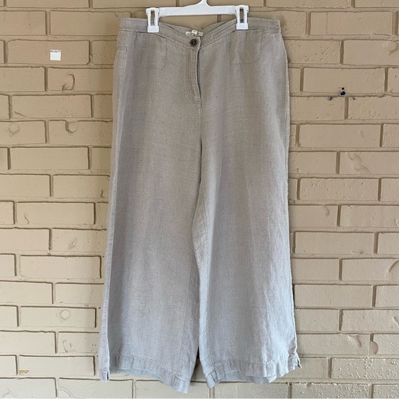 Eileen Fisher Pants - Eileen Fisher Organic Linen Wide Leg Crop Pants Lagenlook Quiet Luxury Boho 10
